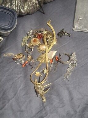 Mixed Gold and Silver Statement Jewelry Lot - Bold Necklace & Earrings